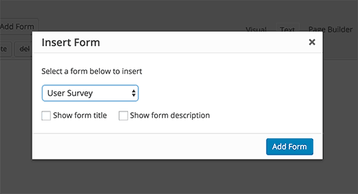Select and insert your multipage form