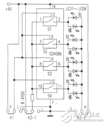 cd4066典型应用电路图（双向模拟开关/电子开关/音响发声电路图详解）