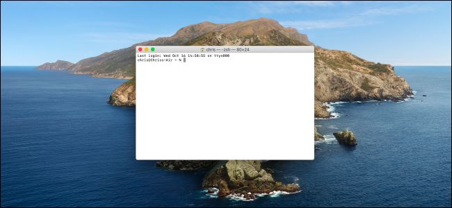 Terminal window on a macOS Catalina desktop.