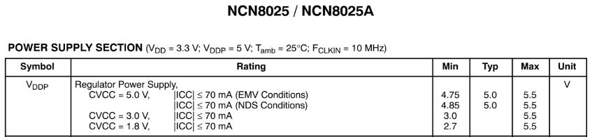 社保卡读卡器用的NCN8025接触式芯片供电问题