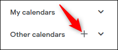 The "Other calendars" plus sign