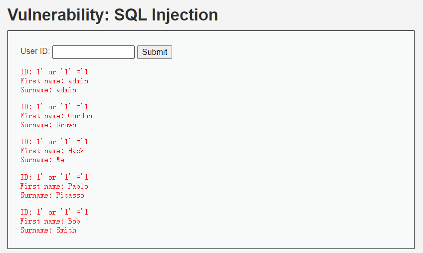 DVWA sql injection low level - Programmer Sought