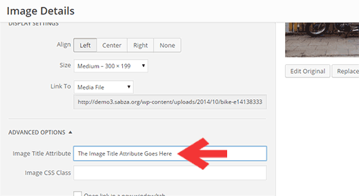 Adding image title attribute in WordPress using visual editor