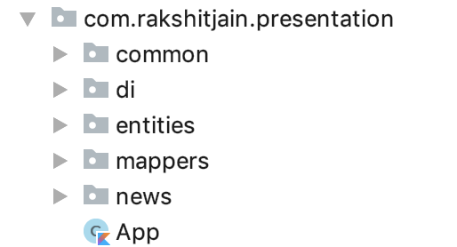 The presentation layer structure of the application