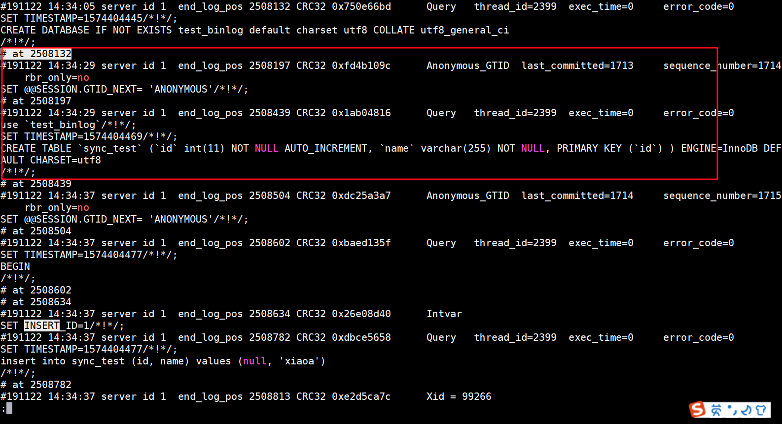 =xiaob 的位置:# 根據位置導出 sql 文件mysqlbinlog --no-defaults