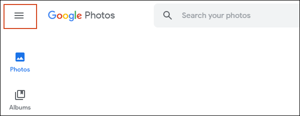 Click the Hamburger Menu in Google Photos