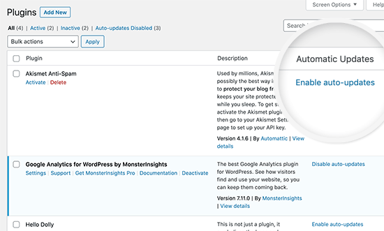 Enable auto-updates for WordPress plugins Enable auto-updates for WordPress plugins