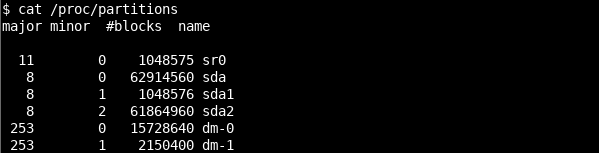 List Partitions with /proc/partitions