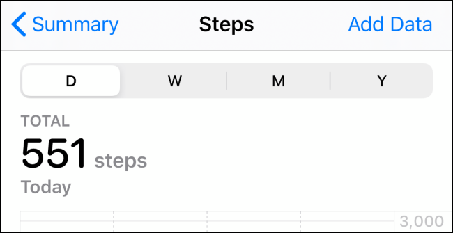 The "Steps" section in the Health app.