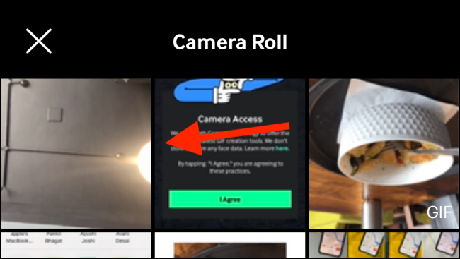 Select the Live Photo you want from the "Camera Roll."