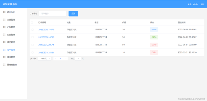 nodejs express vue 点餐外卖系统源码