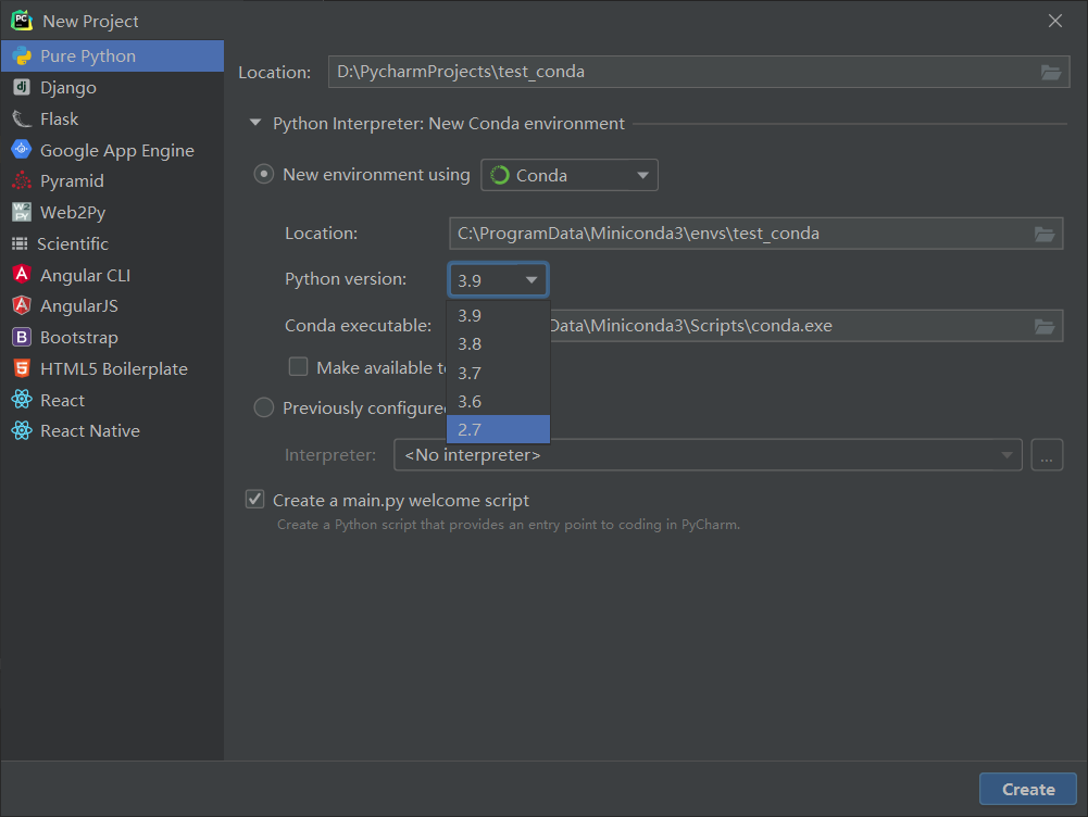 Install Conda Pycharm