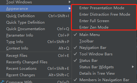 how to exit presentation mode in pycharm