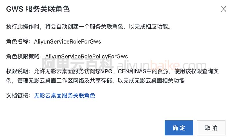 Wuying Cloud Desktop GWS service associated role