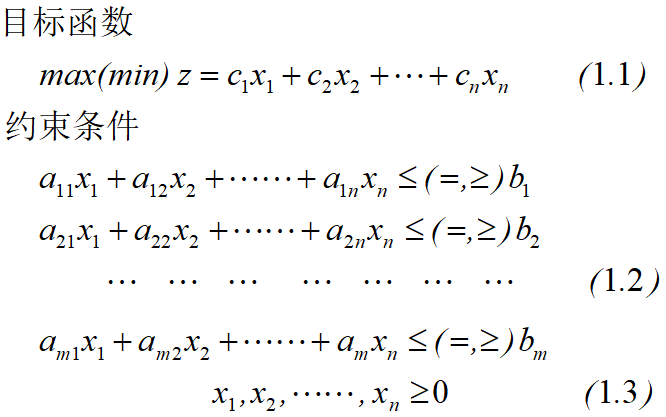 线性规划问题的一般形式