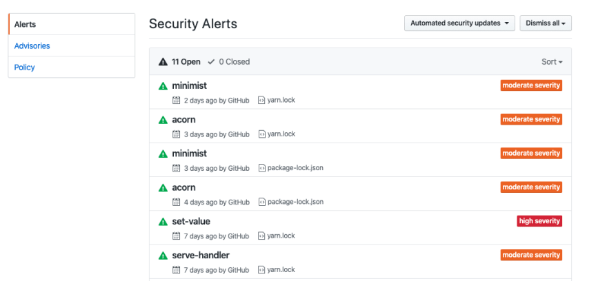 github security alert