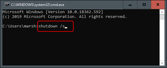 Type the shutdown command