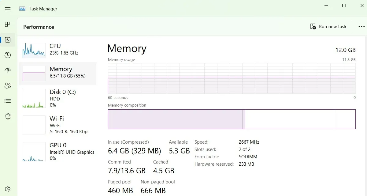 Superfetch 运行时的 CPU 和内存消耗。