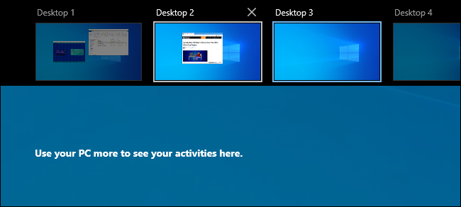 In Windows 10 Task View, the window has been moved to another virtual desktop.