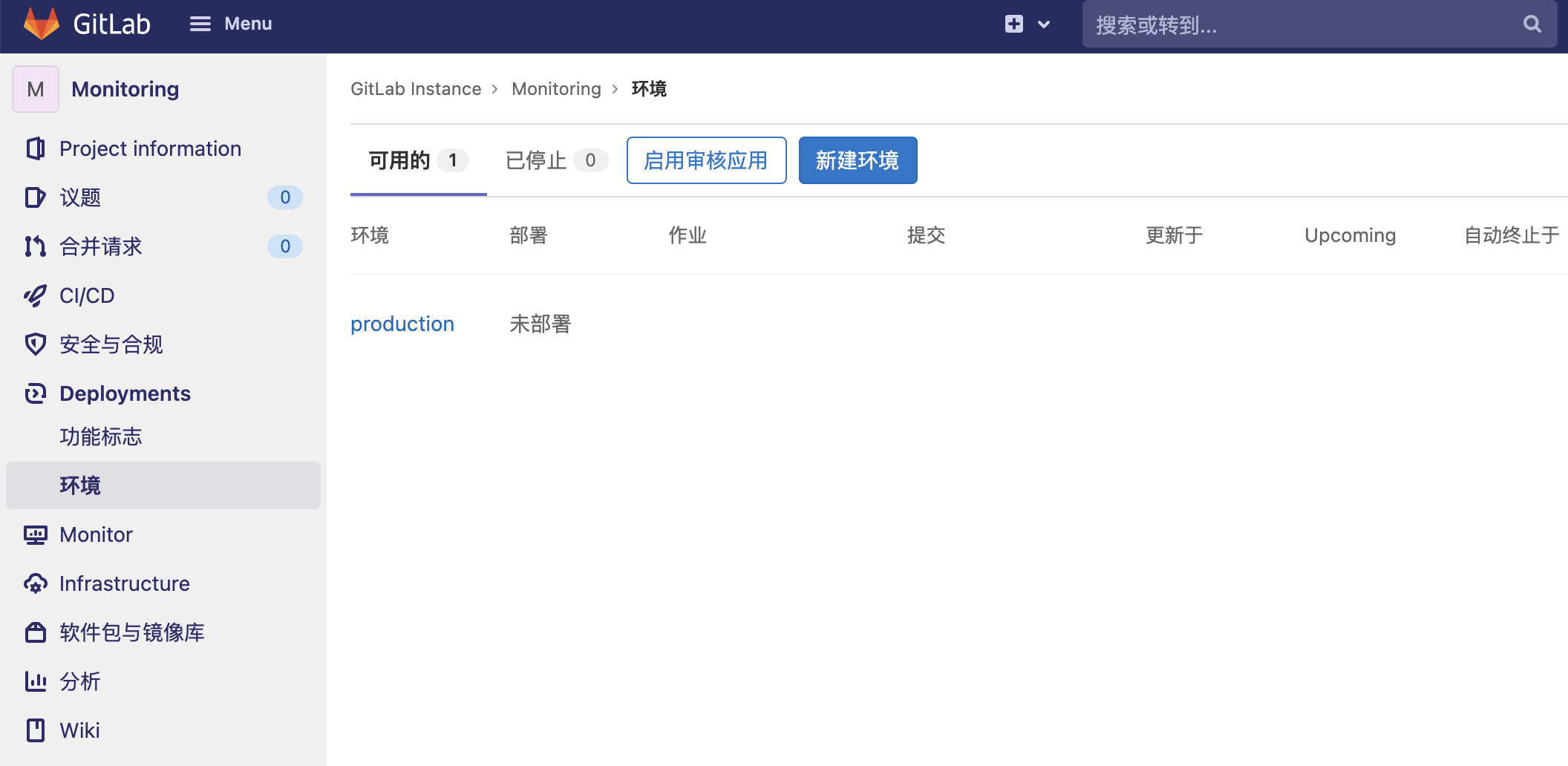 GitLab CE14 项目部署环境