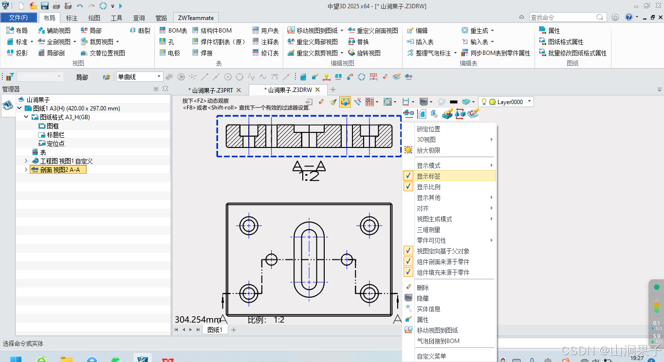 中望3D2025编辑视图标签或视图缩放_缩放