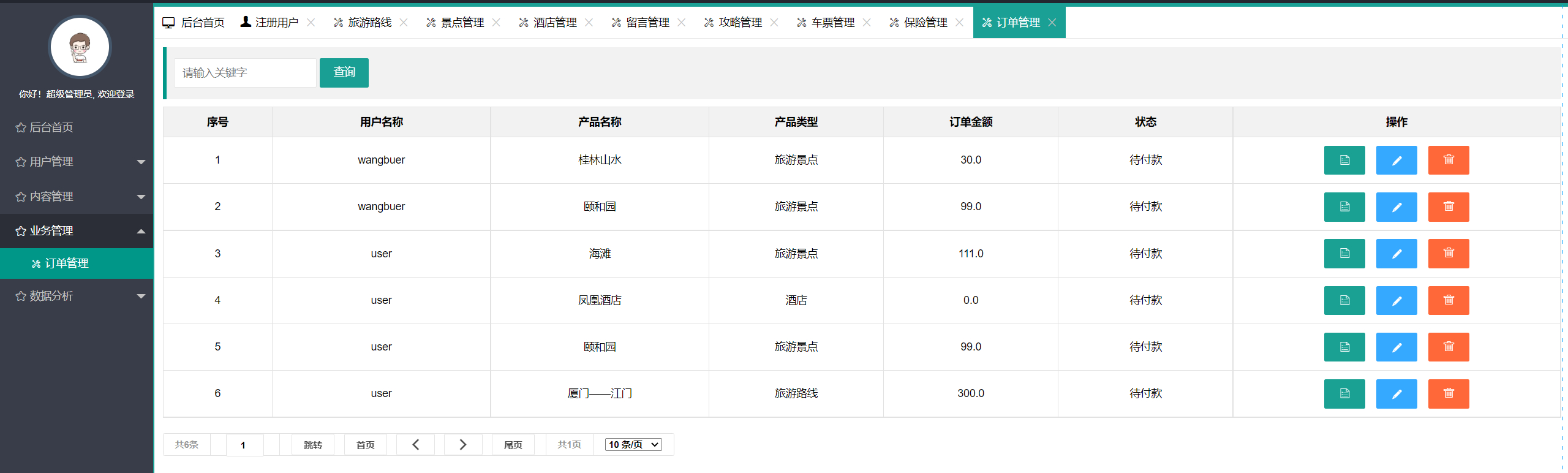 管理员-订单管理