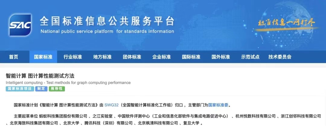 杭州悦数参与制定的图技术国家标准项目进入公示期！