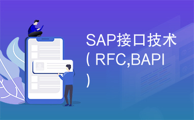 SAP接口技术（RFC,BAPI）