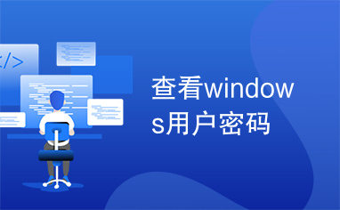 查看windows用户密码