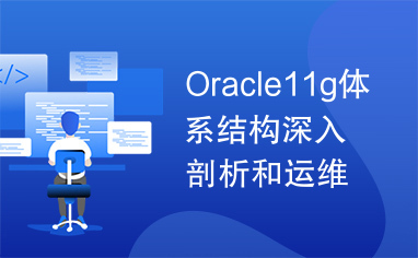 Oracle11g体系结构深入剖析和运维管理（四）